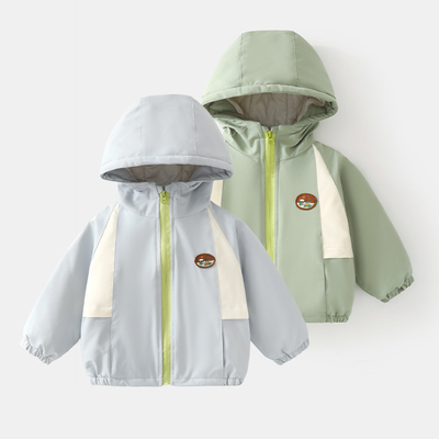 婴幼儿宝宝外套秋冬儿童保暖外出夹棉上衣男女童防风连帽加厚冬装