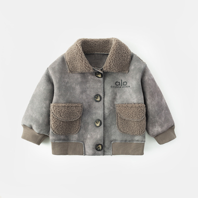 男童冬季外套2025新款洋气冬装皮毛一体儿童加绒外穿上衣帅气爆款