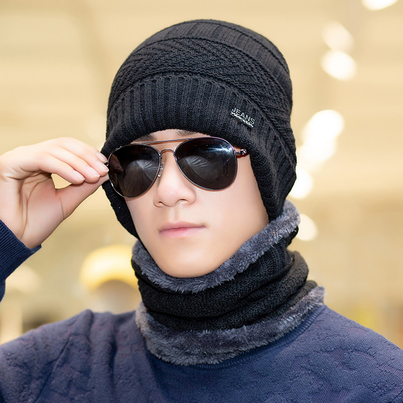 帽子男冬天保暖毛线帽加厚针织帽套头帽男棉帽冬季帽男青年包头帽