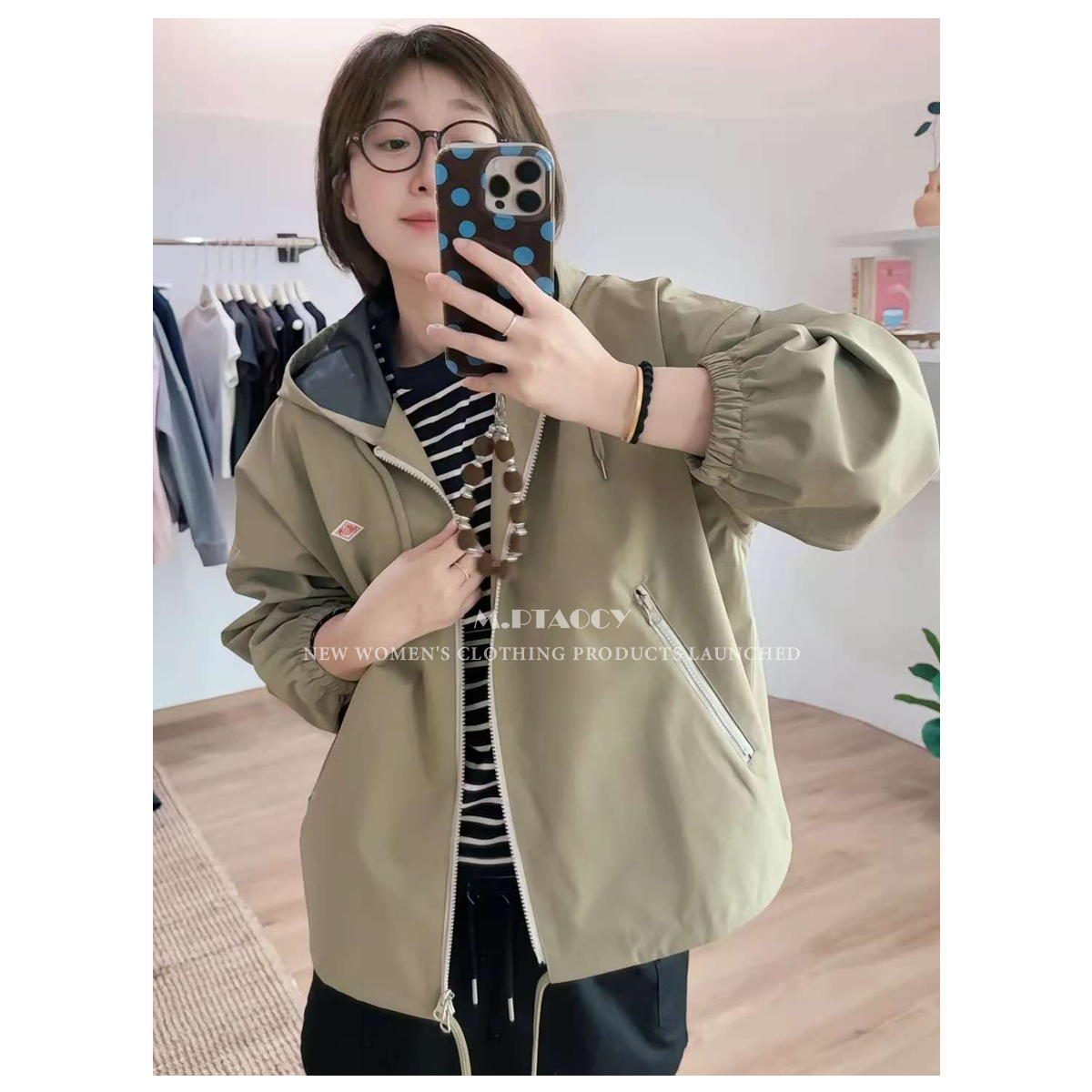 高工艺徽标拉链连帽风衣防风外套