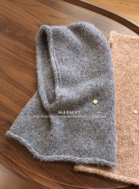 桃桃家-【小拾光】高端纱线 康赛妮羊毛围巾脖套一体毛线帽子1134