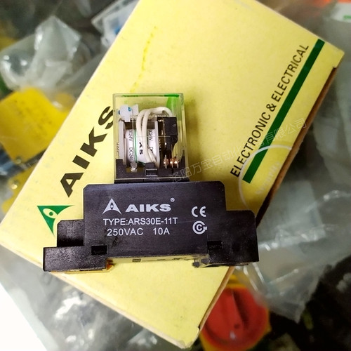 原装AIKS爱克斯继电器ARL3F+ARS30E-11T带底座11脚10A整套