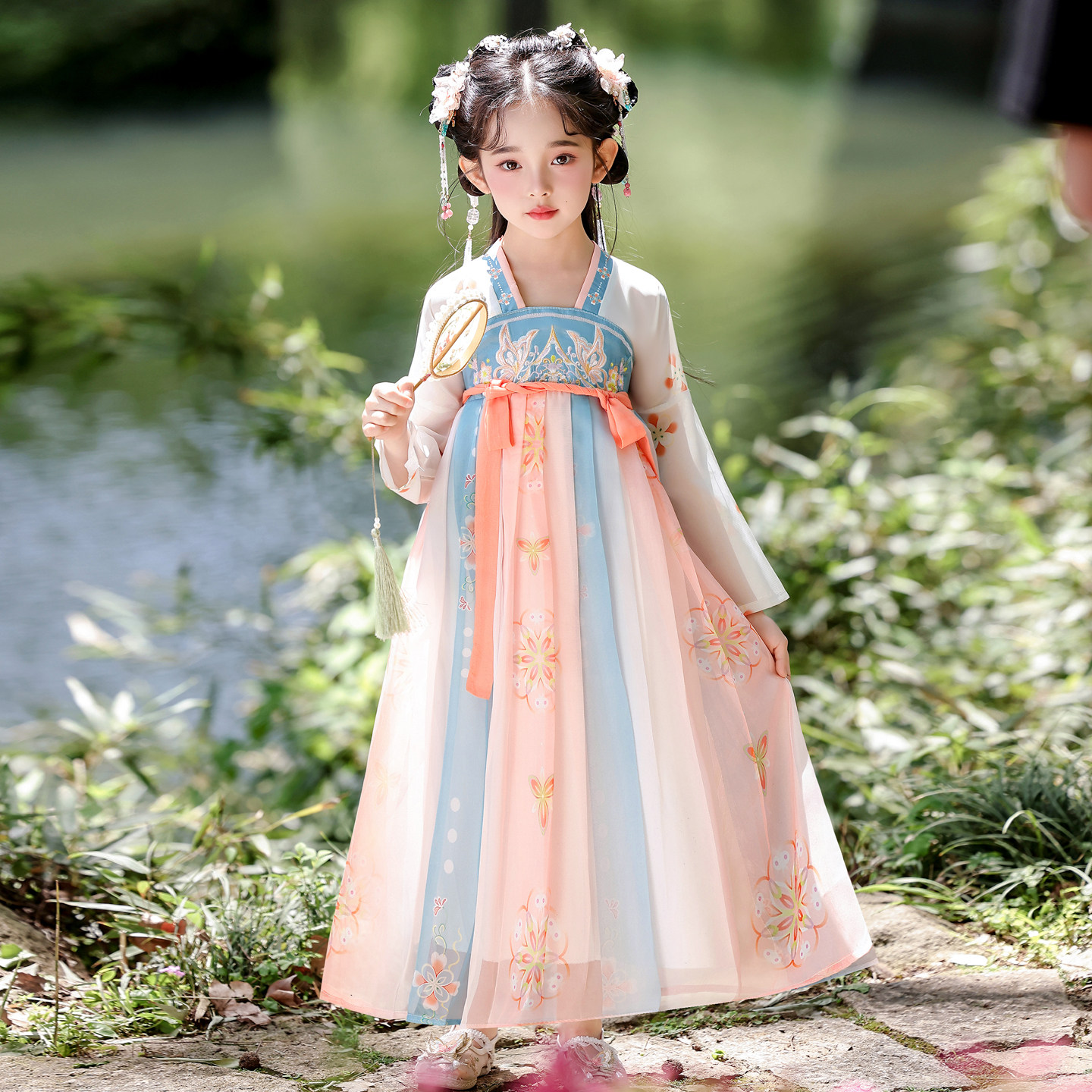中秋儿童汉服女童连衣裙国风唐装唐装