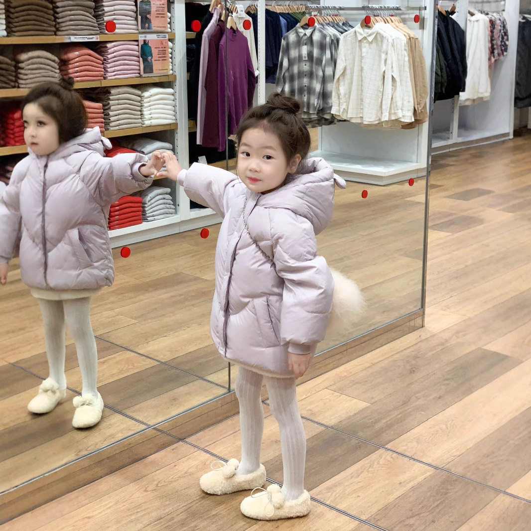 韩版女童90白鸭绒羽绒服