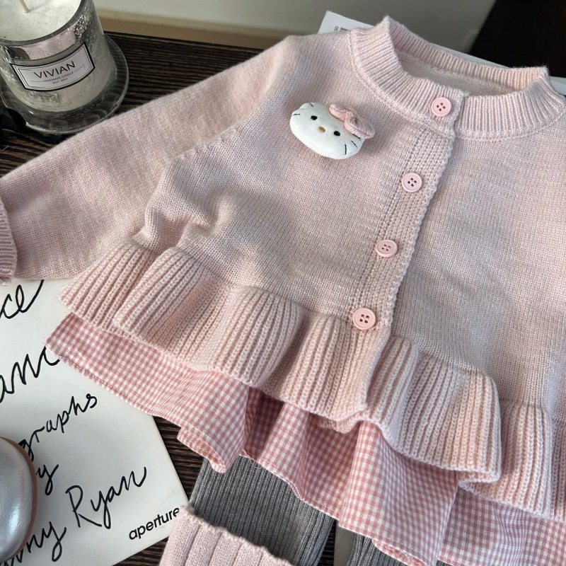 韩版童装秋新款女童毛衣套装