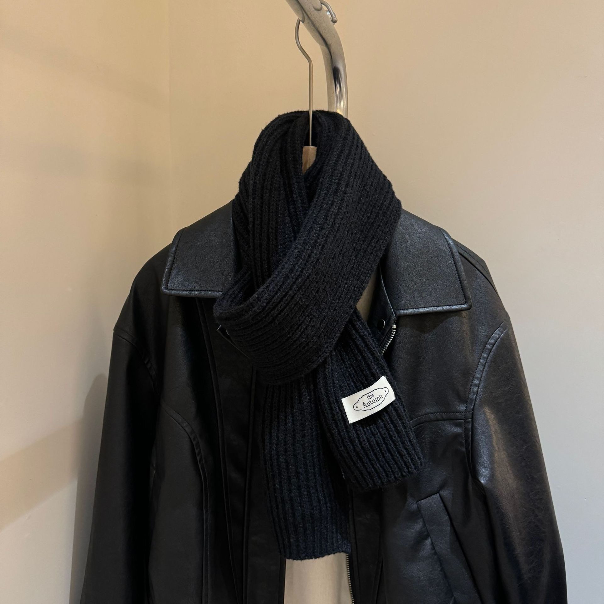 加工定制冬季男款围巾纯色柔软针织围巾韩系情侣百搭潮流保暖抽条