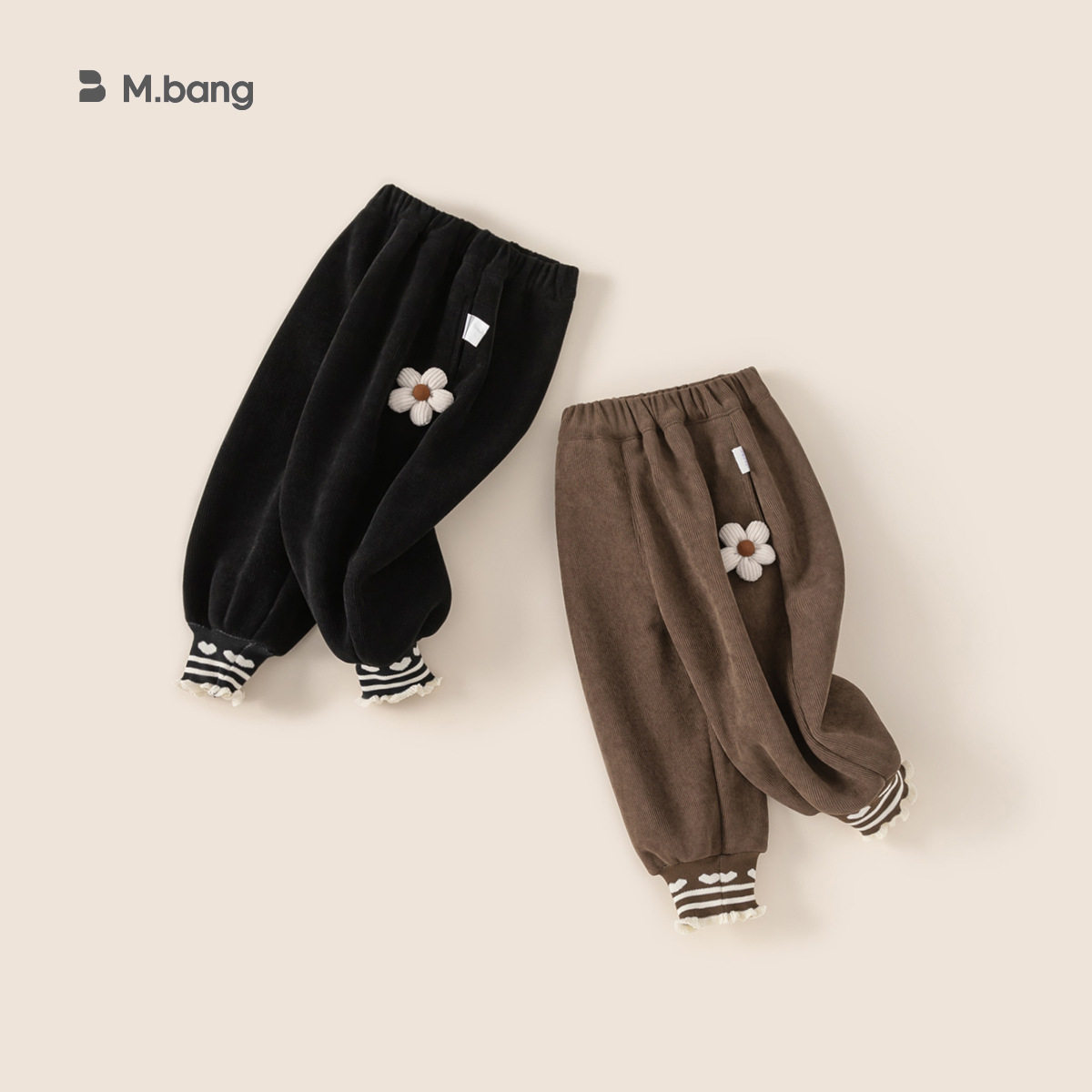 宥宝童装女童加绒束脚裤