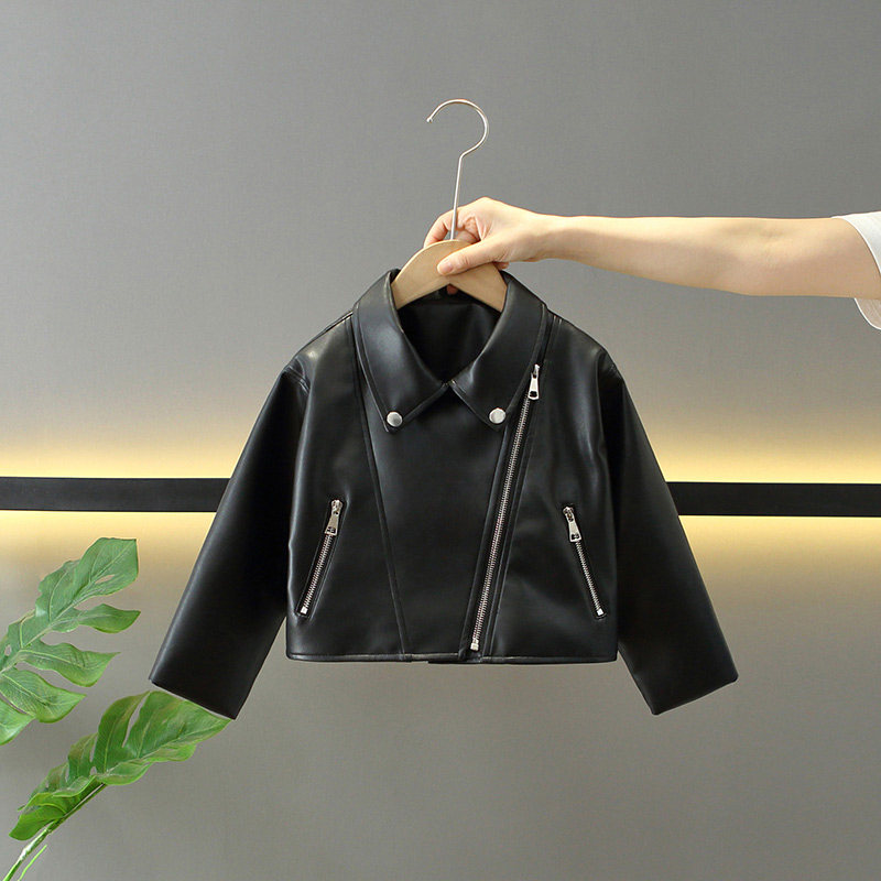 女童洋气皮衣夹克外套2025春秋季新款上衣宽松休闲时髦秋装中大童