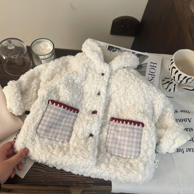 韩版女童羊羔毛两件套