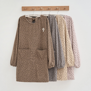 新款韩版灯芯绒长袖围裙