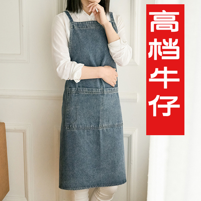 牛仔围裙厨房家用日式工装美甲
