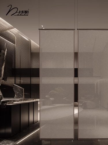 慕布卡MOBUKIA亚麻质感隔断帘书柜屏风简约大地色莫兰迪定制炼接