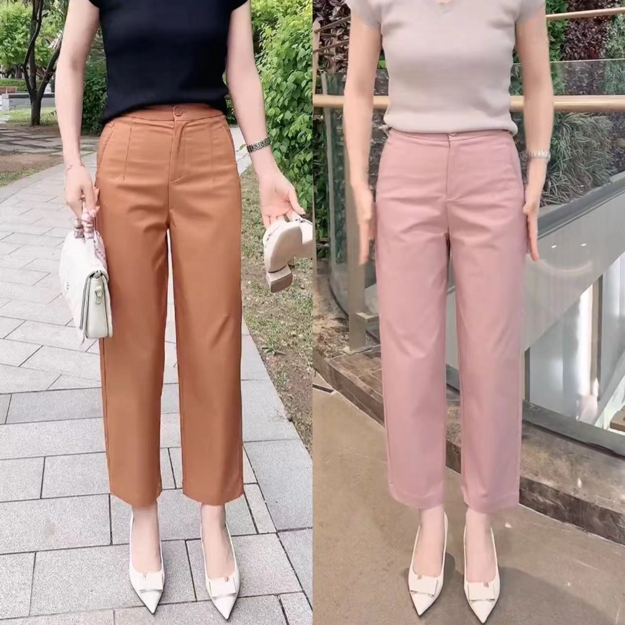 镰刀裤女2025春夏薄款小个子大码九分裤艾草休闲裤百搭高腰直筒裤