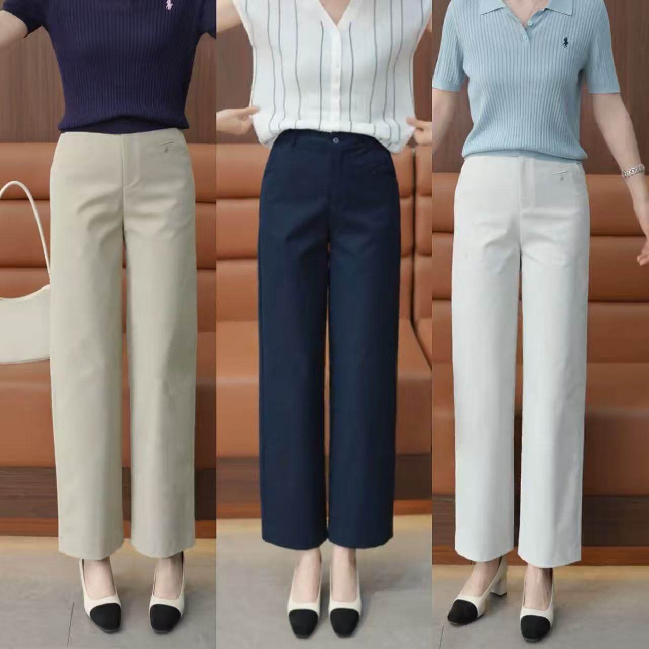 2026春夏新款高腰直筒裤女中年小个子显瘦百搭休闲裤九分裤高级感