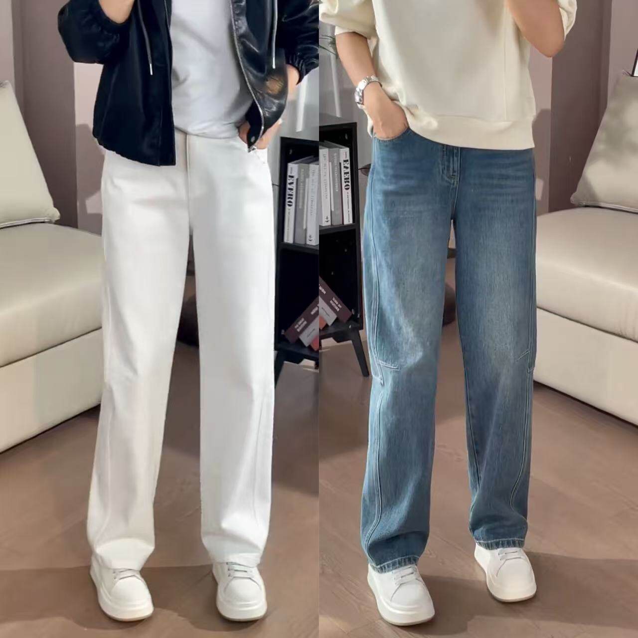 慵懒风高腰直筒牛仔裤女2026春季新款百搭显瘦宽松款梨型身材裤子