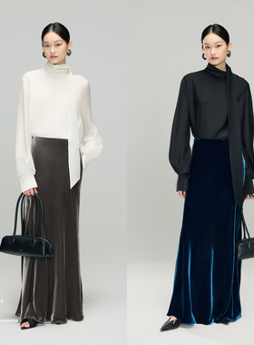 安上THE AES｜静谧克制 唯美真丝醋酸手工珠绣高定飘带纤柔衬衫