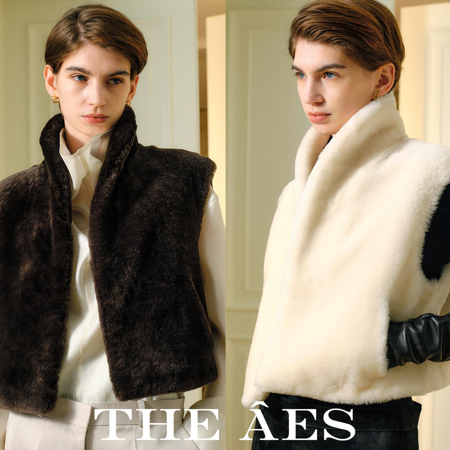 安上THE AES矩献奢品新作 品质之巅进口羊皮毛一体L*P皮草马甲