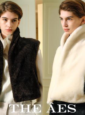 安上THE AES矩献奢品新作 品质之巅进口羊皮毛一体L*P皮草马甲