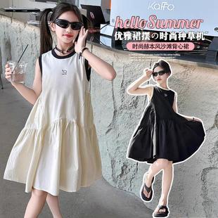 公主裙夏季 赫本风 女童连衣裙吊带裙背心裙法式 休闲女孩洋气时尚