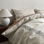 春夏新品 博主风水洗棉提花四件套100纯棉全棉被套床单笠床上用品4