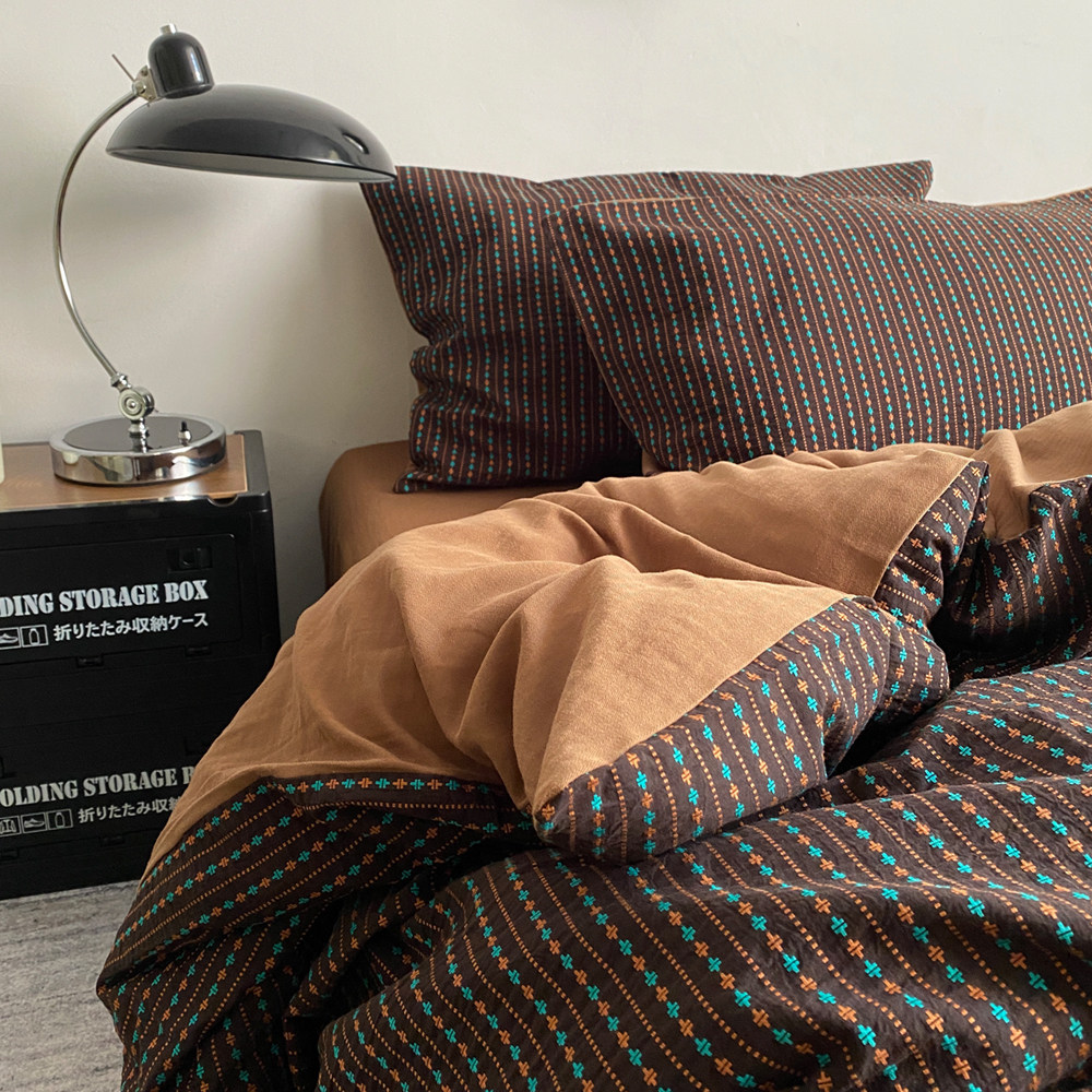 中古老钱风60支全棉提花四件套 A类水洗纯棉简约被套床单床品床笠,床上用品,床品套件/四件套/多件套,淘宝优惠券,粉丝福利购,淘宝优惠卷