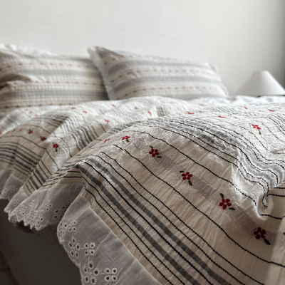 韩版碎花全棉水洗棉花边四件套