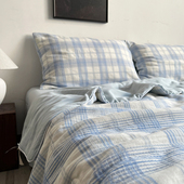 简约侘寂风双层纱提花夏凉被四件套 100纯棉全棉夏被空调被子简约