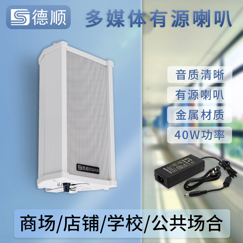 德顺DS-420WDC有源音柱40W喇叭 室外防水防雨铝合金壁挂音响音箱