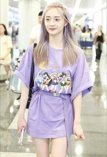 中二 周洁琼同款oversize宽大美少女战士紫色t恤裙短袖下半身失踪