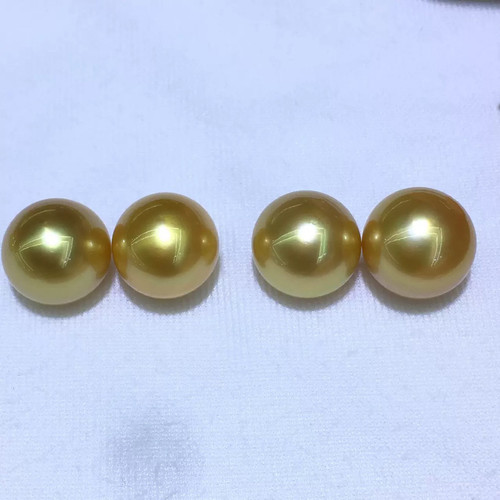 南洋金珠天然海水正圆微暇或细微暇裸珠耳坠素钉吊坠DIY饰品