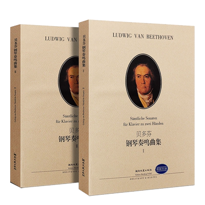 正版全套2册贝多芬钢琴奏鸣曲集1 2册 贝多芬钢琴基础练习曲教程书籍 湖南文艺出版社 贝多芬奏鸣曲钢琴曲集教材教程