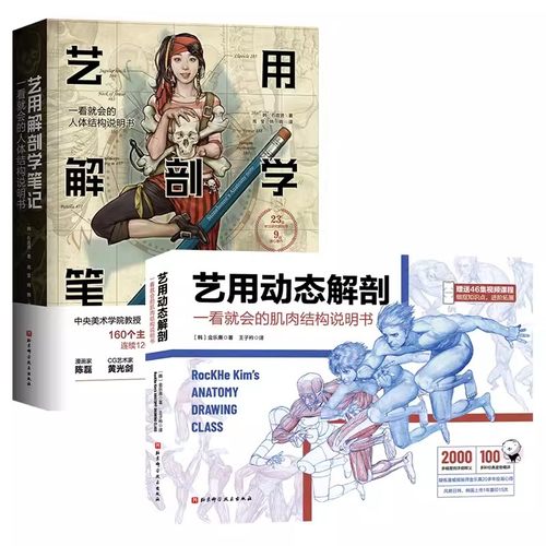 正版全套2册 艺用动态解剖 艺用解剖学笔记 石政贤 北京科学技术社 艺用人体解剖绘画人体结构原理和绘画教学人体结构教材教程书