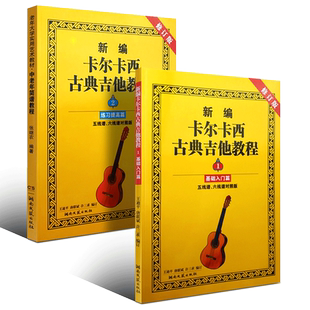 正版全套2册 新编卡尔卡西古典吉他进阶教程12册 基础入门+练习提高篇 五线谱六线谱对照版 湖南文艺社 王迪平 古典吉他基础练习曲
