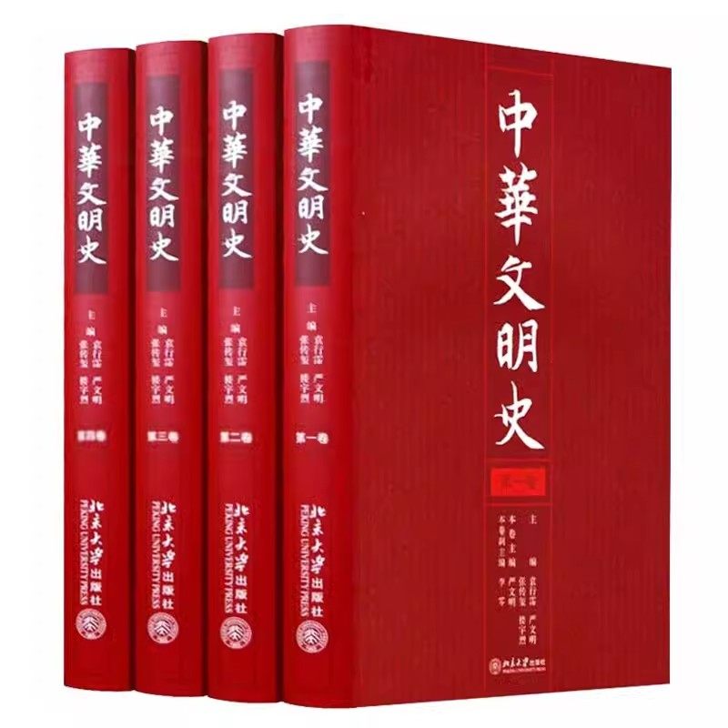 正版中华文明史 共4册 精 人类的演进史 北京大学出版社 袁行霈 讨论中国古代文明的关键 物质 政治 精神文明 文学艺术兴起与繁荣