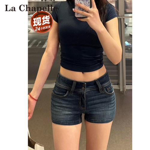 拉夏贝尔牛仔裤短裤女
