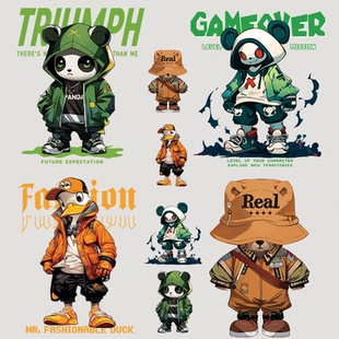 2024新款潮牌图案白墨定制热转印T恤短袖卫衣衣服转印印花烫画贴