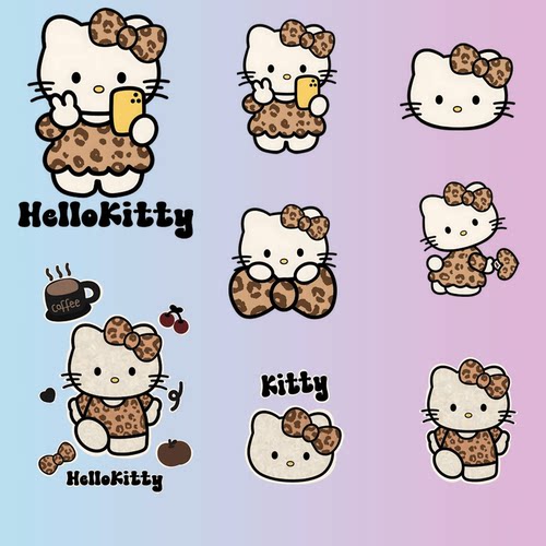 卡通动漫KT猫热转印小号儿童衣服贴胸标裤子印花DIY白墨胶片烫画