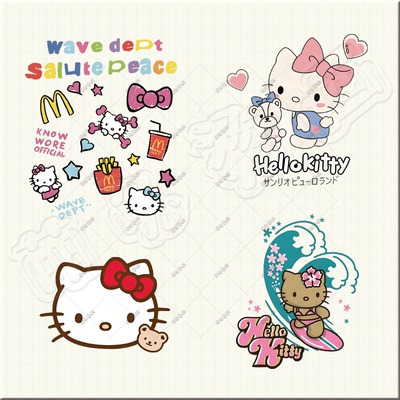 潮牌可爱kitty猫T恤卫衣印花辅料装饰贴新款图案热转印烫画贴