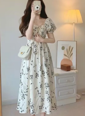 高级感茶歇法式初恋碎花连衣裙女夏2025新款中长款温柔风雪纺裙子