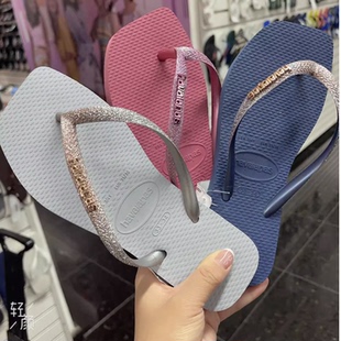 GLITTER纯色平头女士拖鞋 SQUARE SLIM 哈瓦那人字拖新havaianas