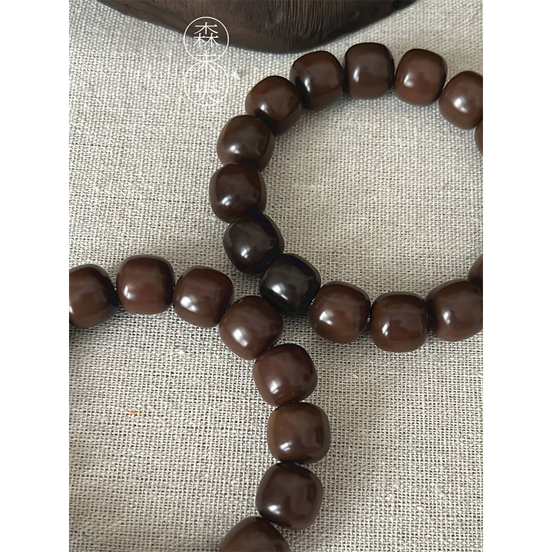 森未央 栗子糖 13*14mm桶珠精品天然原生态浓郁巧克力色菩提手串