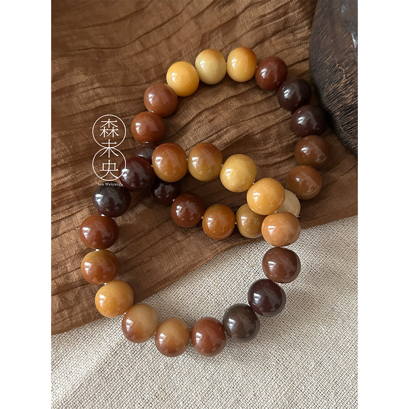 森未央「蜜糖苹果」14mm苹果珠大尺寸浓郁多宝天然菩提根手串