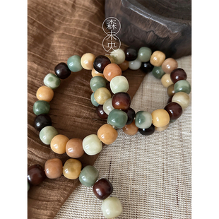 13mm精品浓郁花皮多宝天然菩提根手串 油性好 森未央「蔷薇」