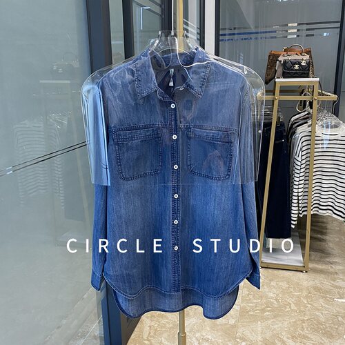 宽松休闲长袖柔软牛仔衬衫