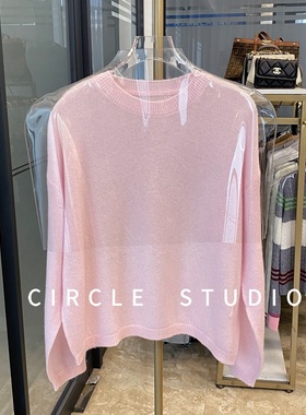 神仙色系 温柔甜美蓬松微透羊毛显瘦长袖圆领短款针织衫薄款毛衣