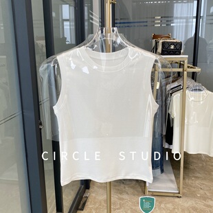 百搭无袖 纯色简约实用修身 T女上衣 新疆棉圆领背心夏季 人手BI入