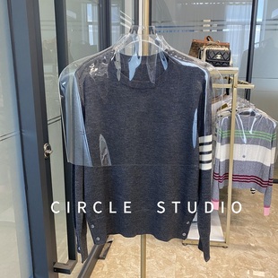 显瘦针织衫 篙货秋冬四条杠百搭经典 TB圆领羊毛套头毛衣 气质 法式