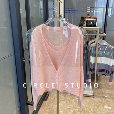 绵羊毛马海毛混纺毛背心开衫女