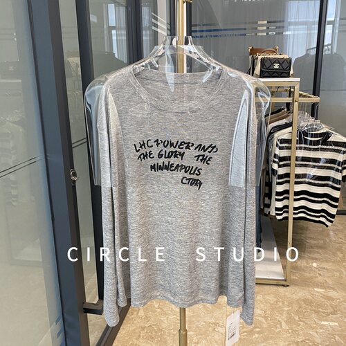 长袖休闲薄款印花女T恤显瘦百搭