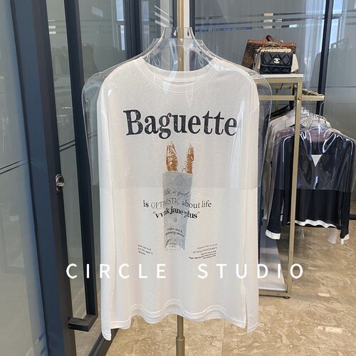 美式潮牌印花宽松休闲长袖T恤女